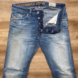 Diesel Jeans Men 31x32 Blue Darron Slim Tapered Leg Made Italy Designer 008MZ